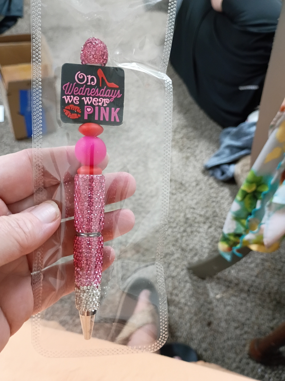Handcrafted Pink Beaded Rhinestone Ballpoint Pen
